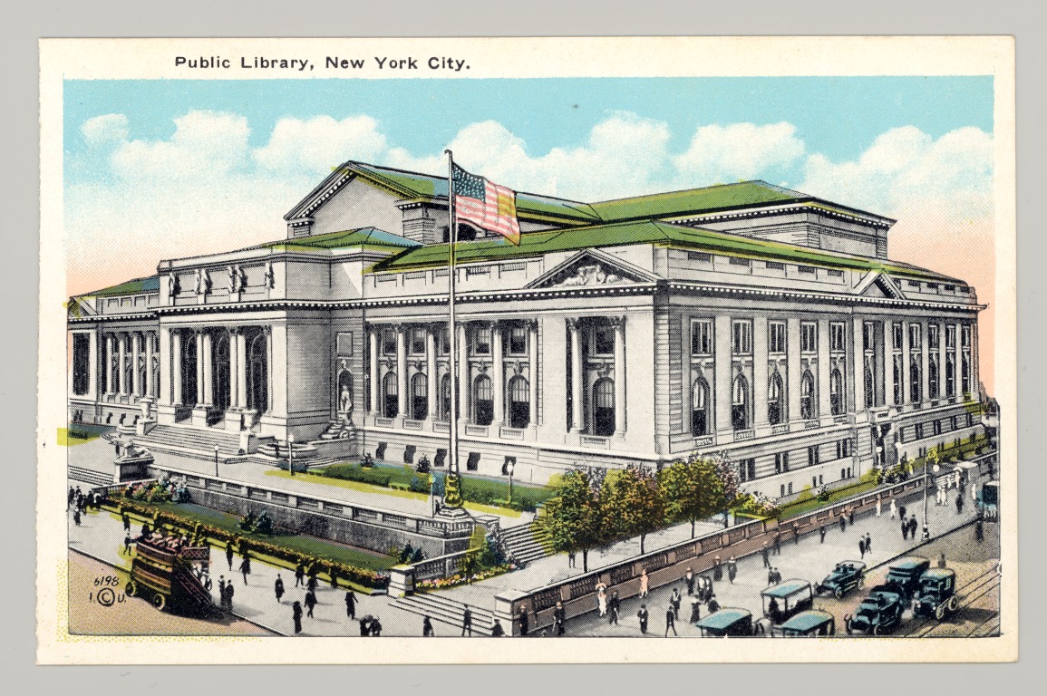 undatierte Postkarte "Public Library New York City"