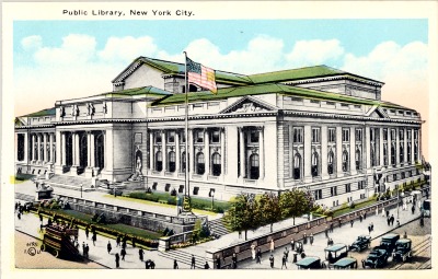 Ansichtskarte "Public Library, New York City" undatiert. Zum Vergr&ouml;&szlig;ern bitte dem Link folgen.
