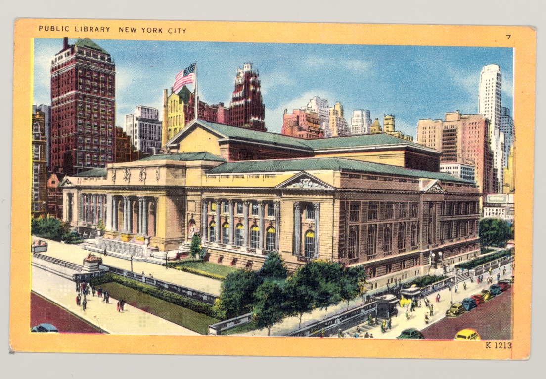 undatierte Postkarte "Public Library New York City" 
