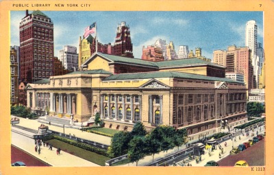 Ansichtskarte "Public Library, New York City" undatiert. Zum Vergr&ouml;&szlig;ern bitte dem Link folgen.